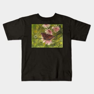 Mourning Cloak Butterfly in Watercolor and Ink Kids T-Shirt